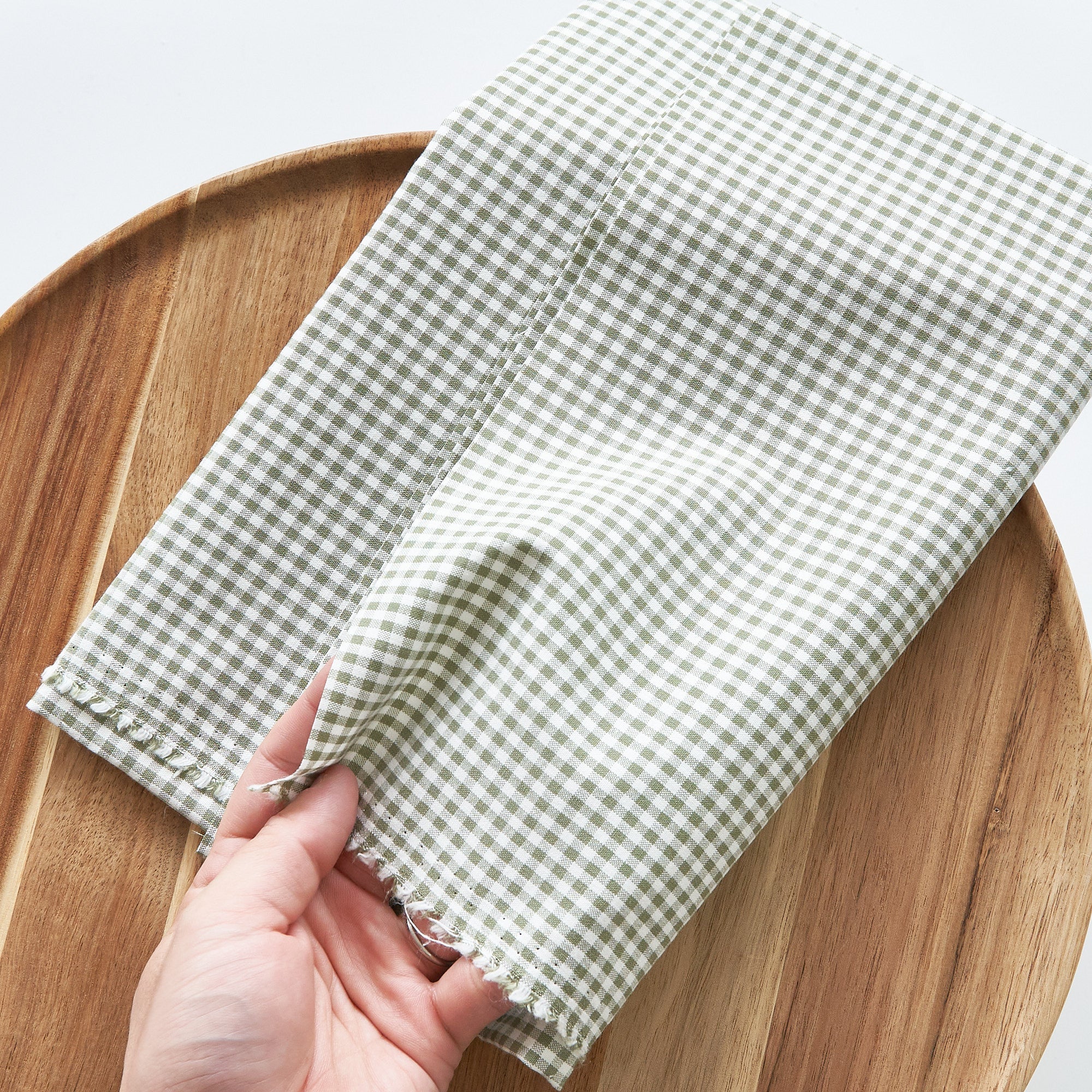 綿ポリ交織ダンガリー3mmギンガム#115 モスグリーン