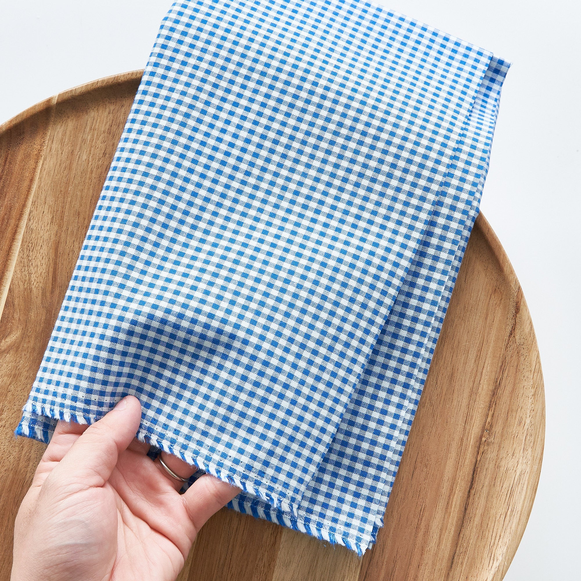 綿ポリ交織ダンガリー3mmギンガム#118 ブルー