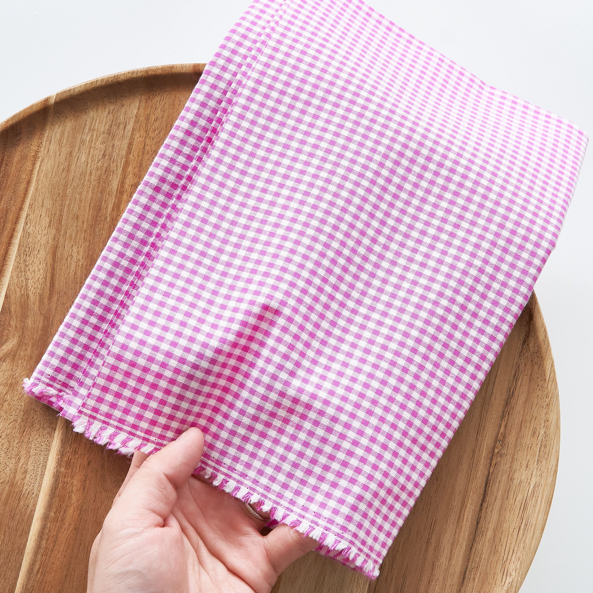 綿ポリ交織ダンガリー3mmギンガム#121 ラズベリー