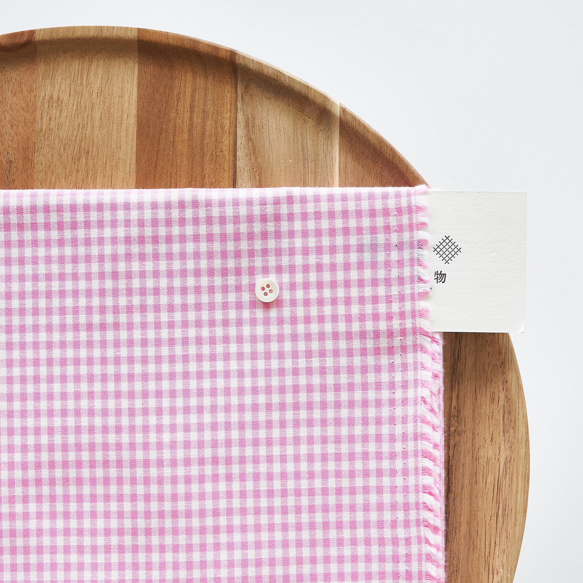 綿ポリ交織ダンガリー3mmギンガム#122 コスモスピンク