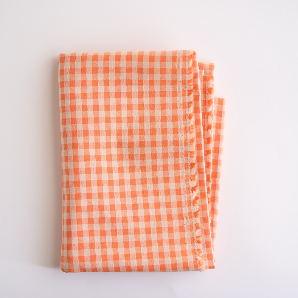 綿ポリ　ベージュ染め　ギンガムチェック