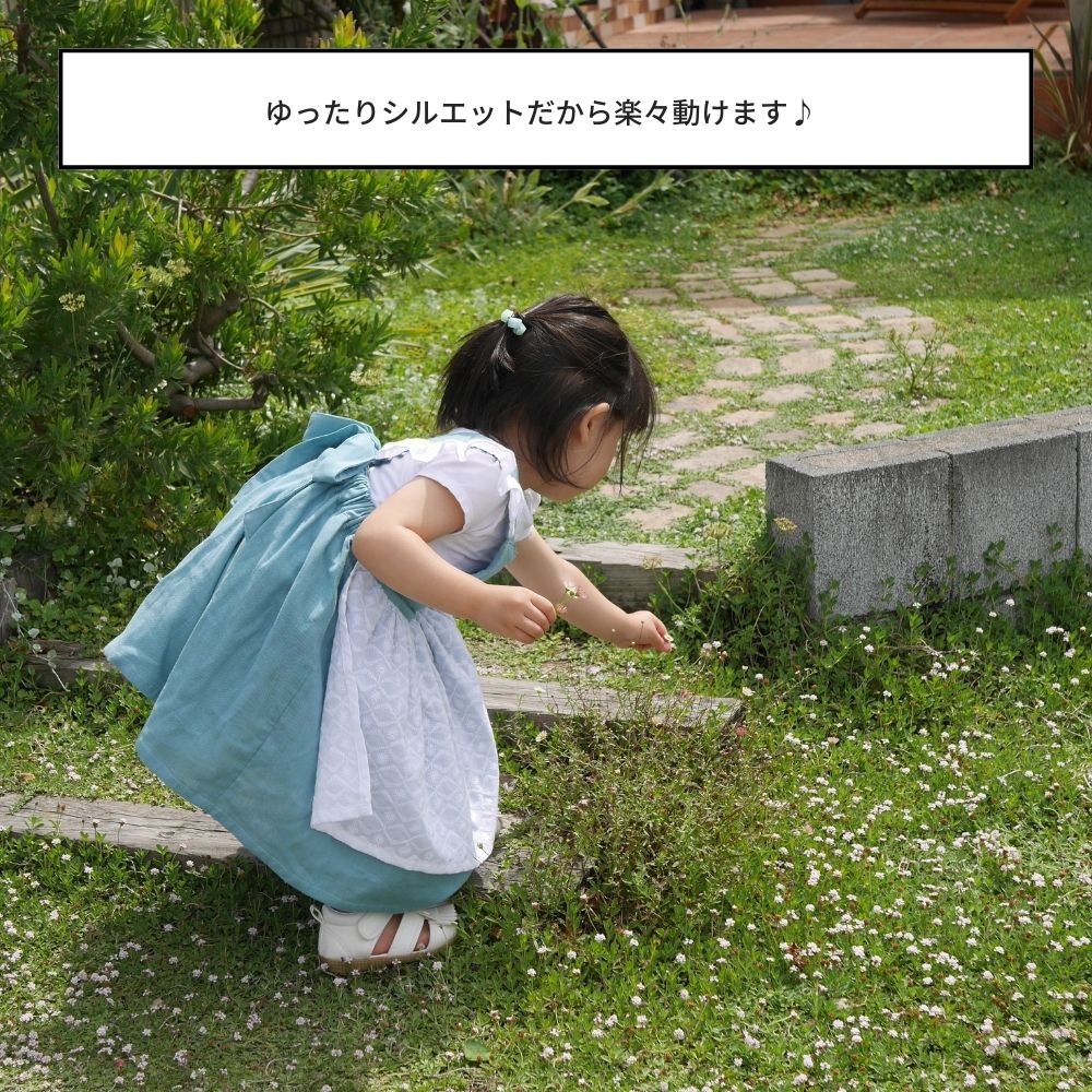 バックリボンフリルエプロンの型紙 80/90/100/110/120/130/140/150