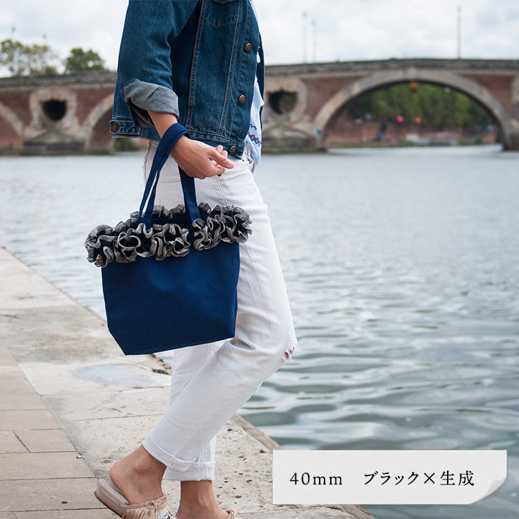 リネン フラワー リボン 40mm  12color 50cm単位