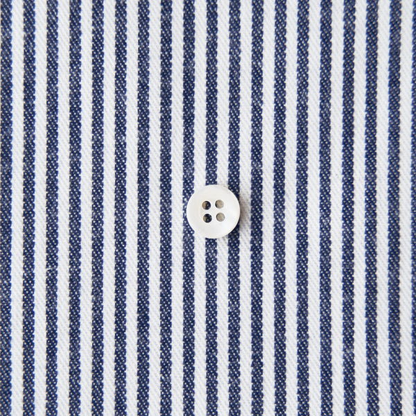 綿ポリ交織デニム太ストライプ#1ネイビー