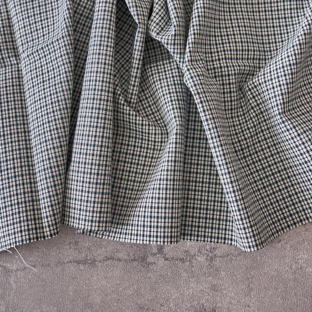 綿ポリ交織ソフトダンガリーNo.19チェック#Dグリーン