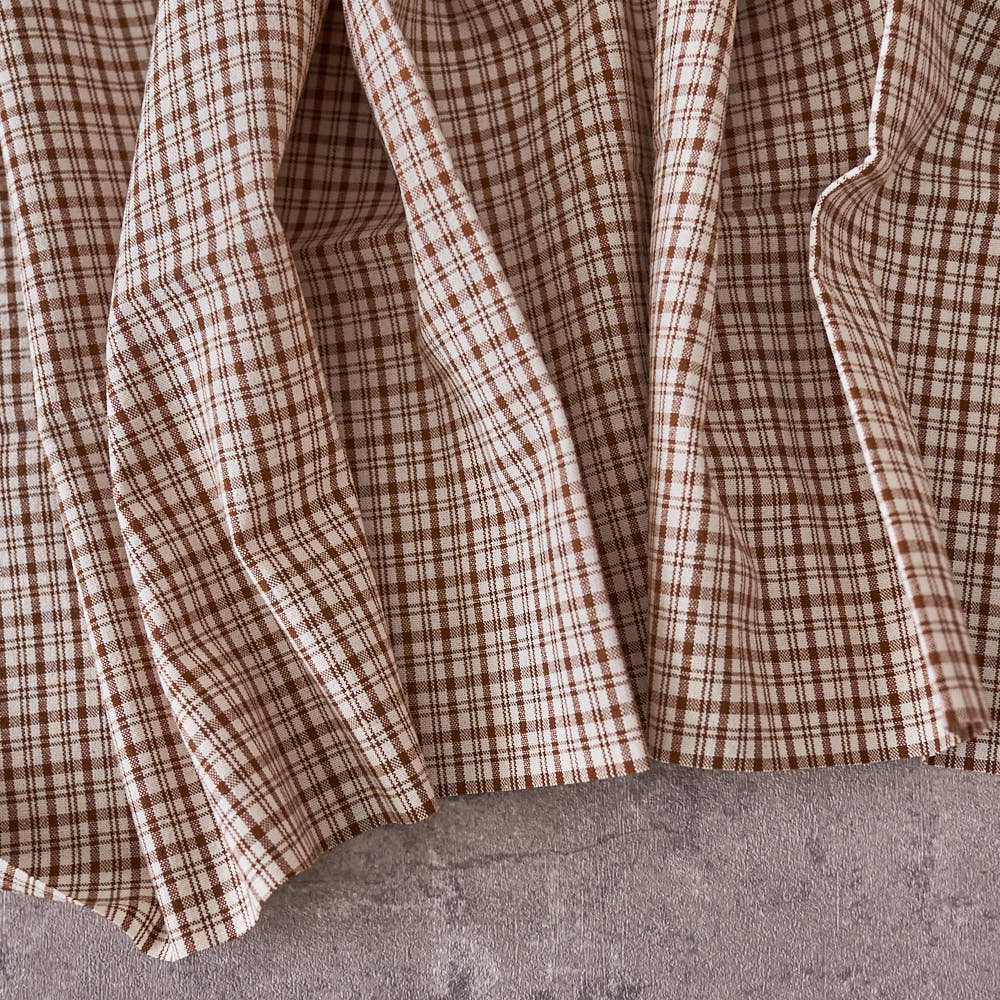 綿ポリ交織ソフトダンガリーNo.20チェック#Cカフェオレ