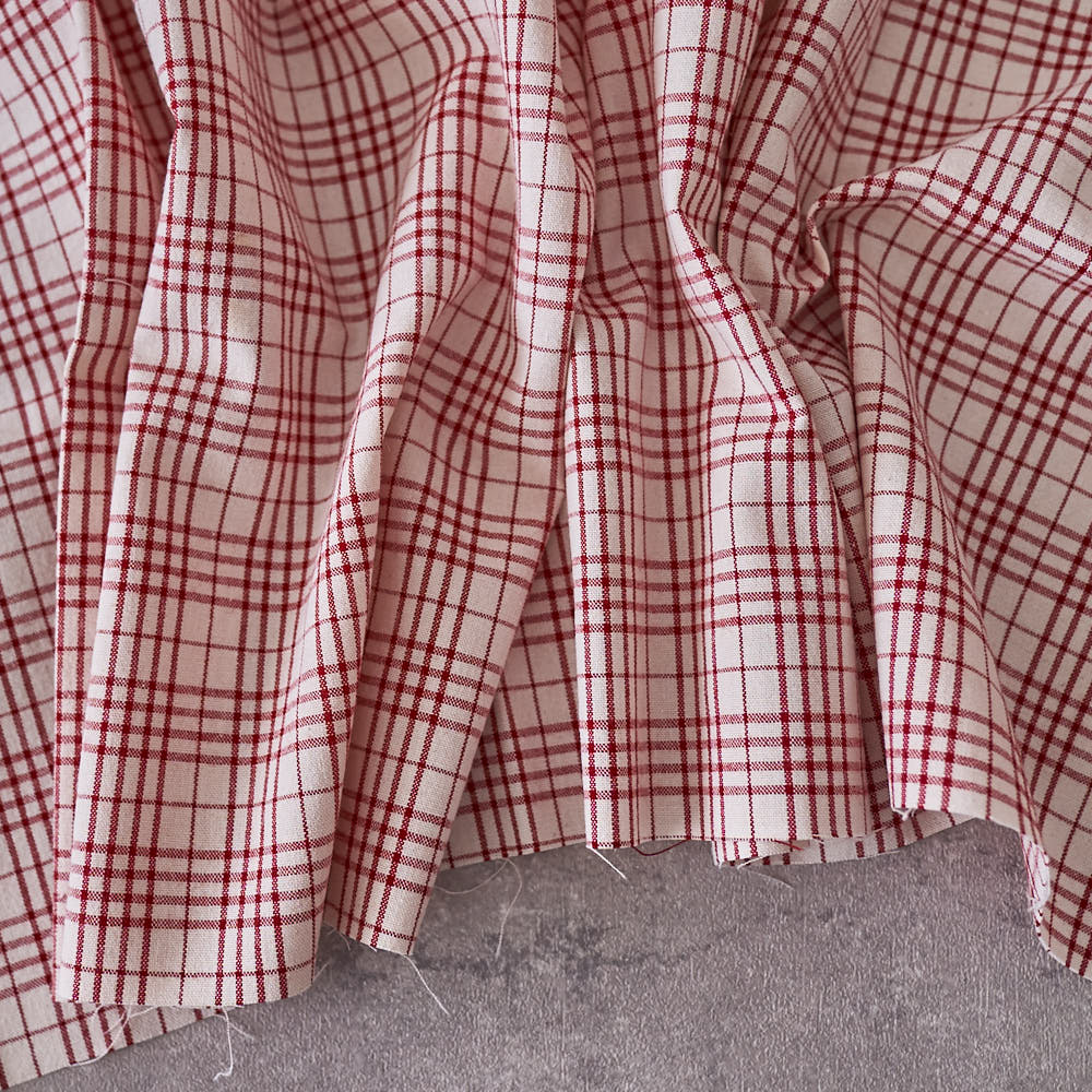 綿ポリ交織ソフトダンガリーNo.24チェック#Aレッド