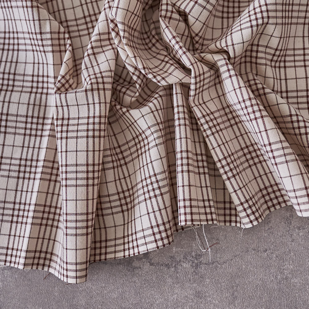 綿ポリ交織ソフトダンガリーNo.24チェック#Eブラウン