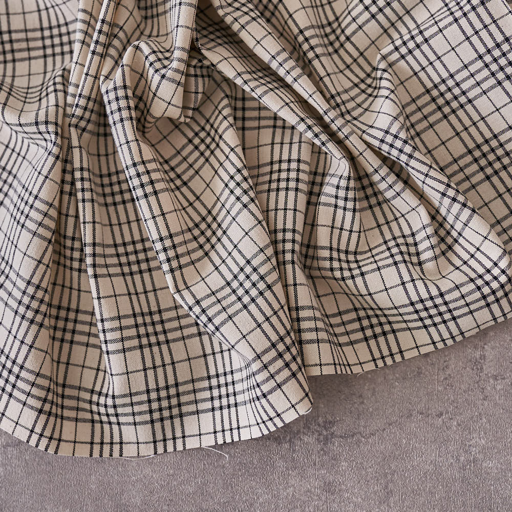 綿ポリ交織ソフトダンガリーNo.24チェック#Fブラック