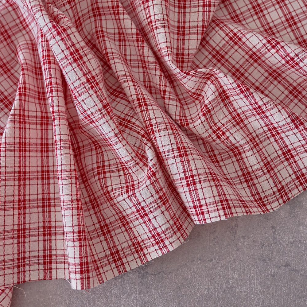 綿ポリ交織ソフトダンガリーNo.28チェック#Aレッド