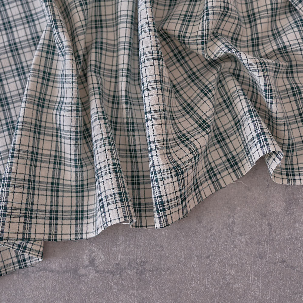 綿ポリ交織ソフトダンガリーNo.28チェック#Dグリーン