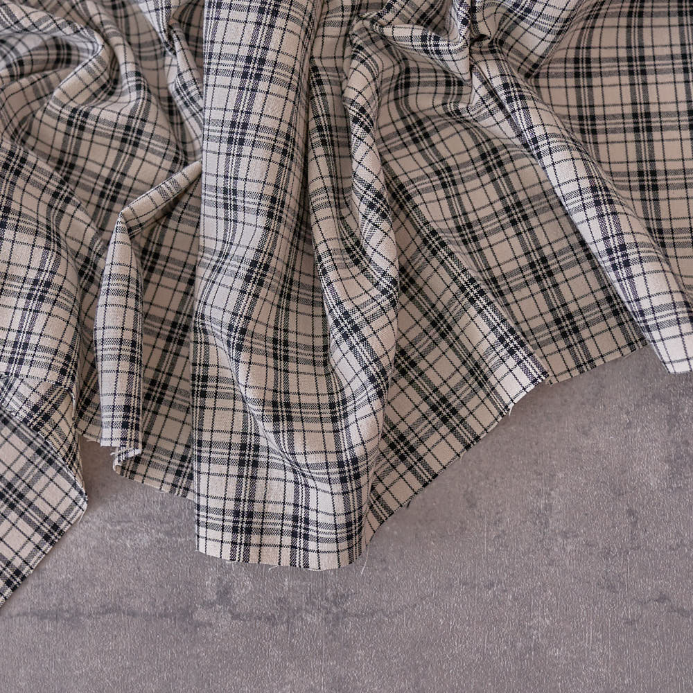 綿ポリ交織ソフトダンガリーNo.28チェック#Fブラック