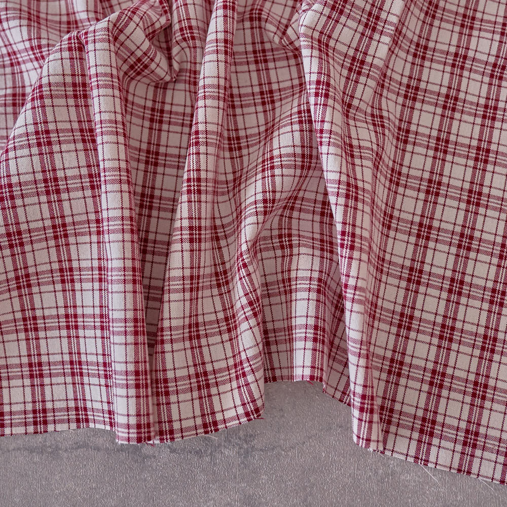 綿ポリ交織ソフトダンガリーNo.28チェック#Gローズ