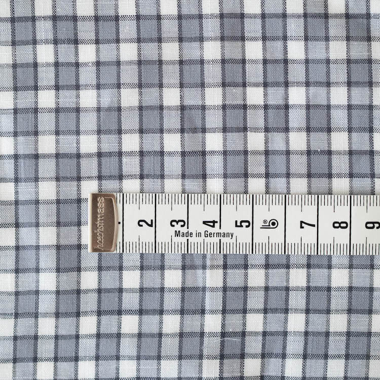 コットンリネン チェック ホワイト×ダークグレー×グレー 110cm幅 0.25