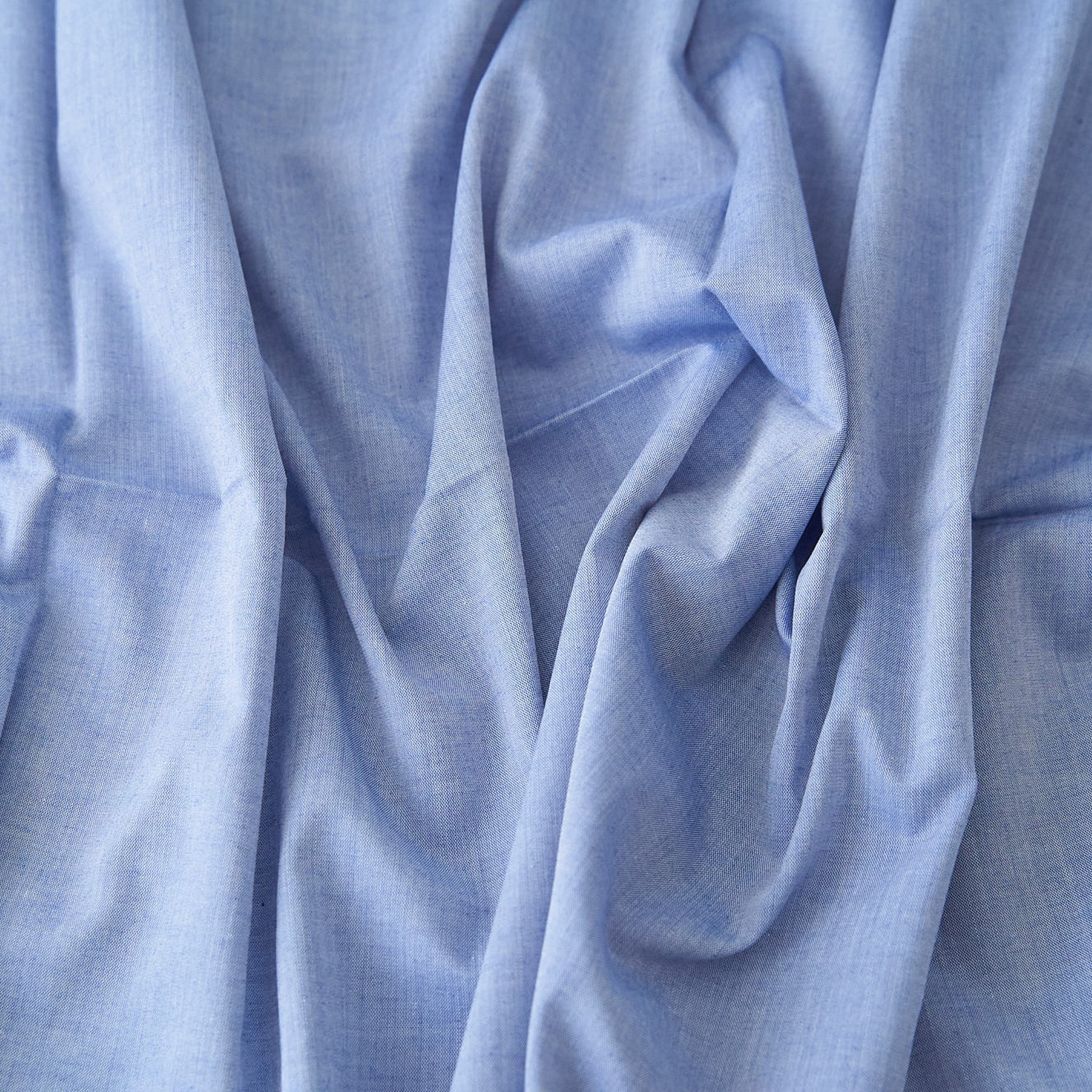 綿ポリ混紡ハーフダンガリー無地#F ブルー