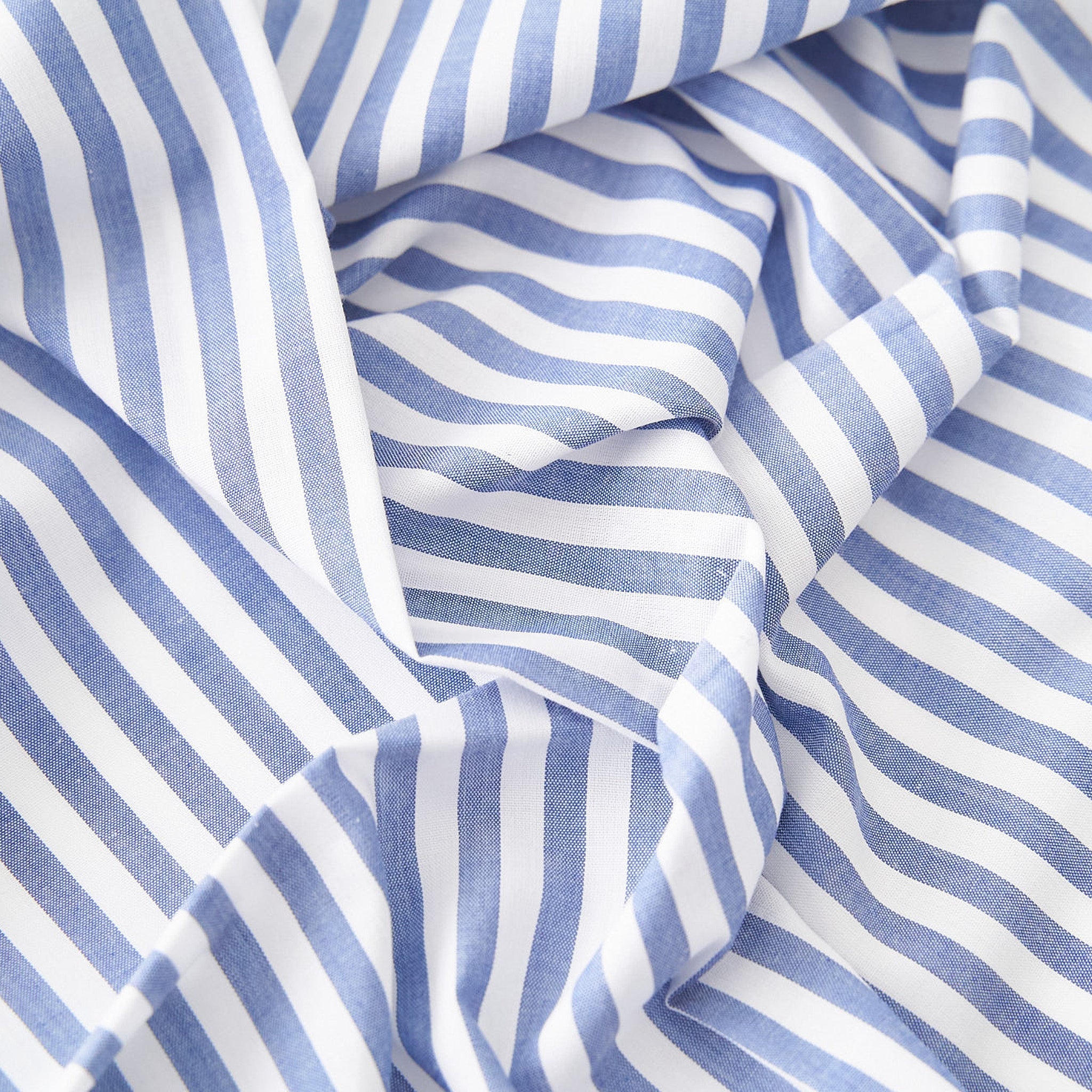 綿ポリ混紡ハーフダンガリー6mmストライプ#F ブルー