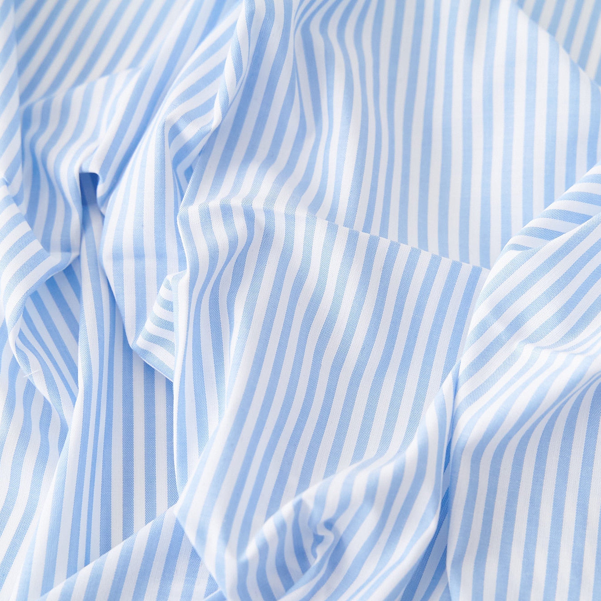 綿ポリ混紡ハーフダンガリー3mmストライプ#B みずいろ