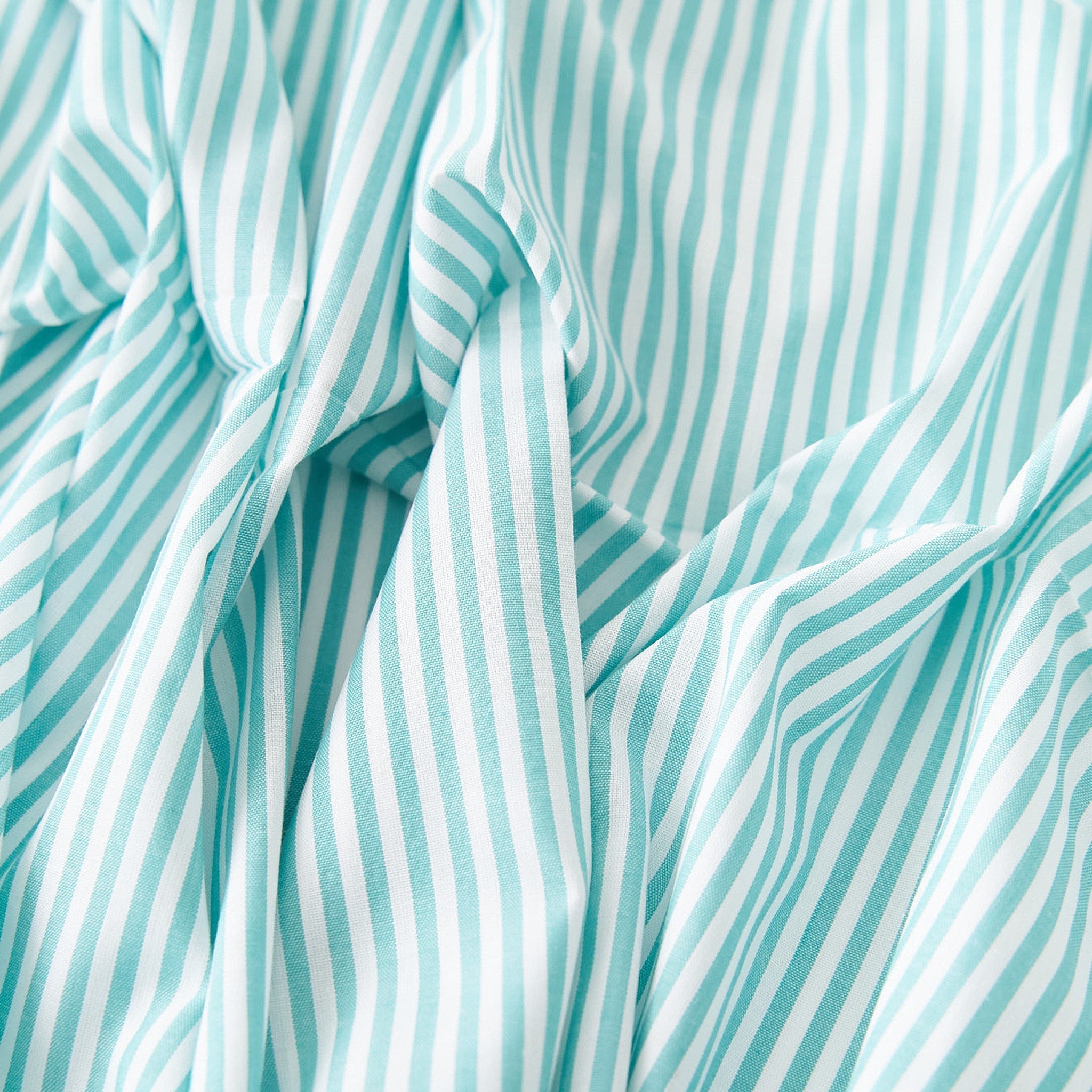 綿ポリ混紡ハーフダンガリー3mmストライプ#D ミント