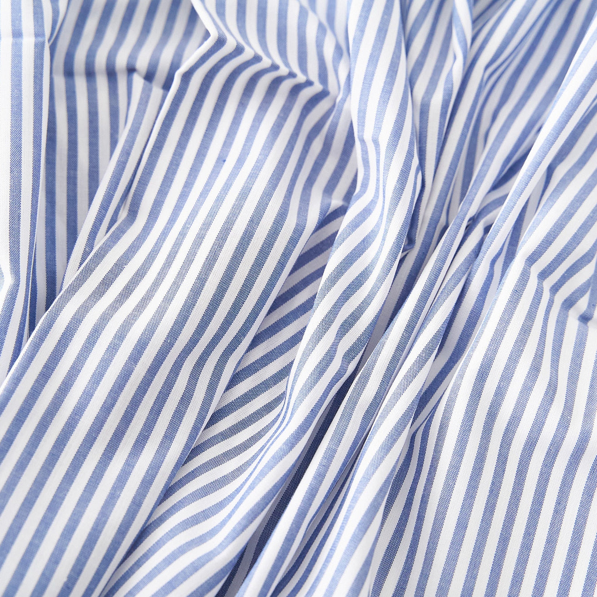 綿ポリ混紡ハーフダンガリー3mmストライプ#F ブルー