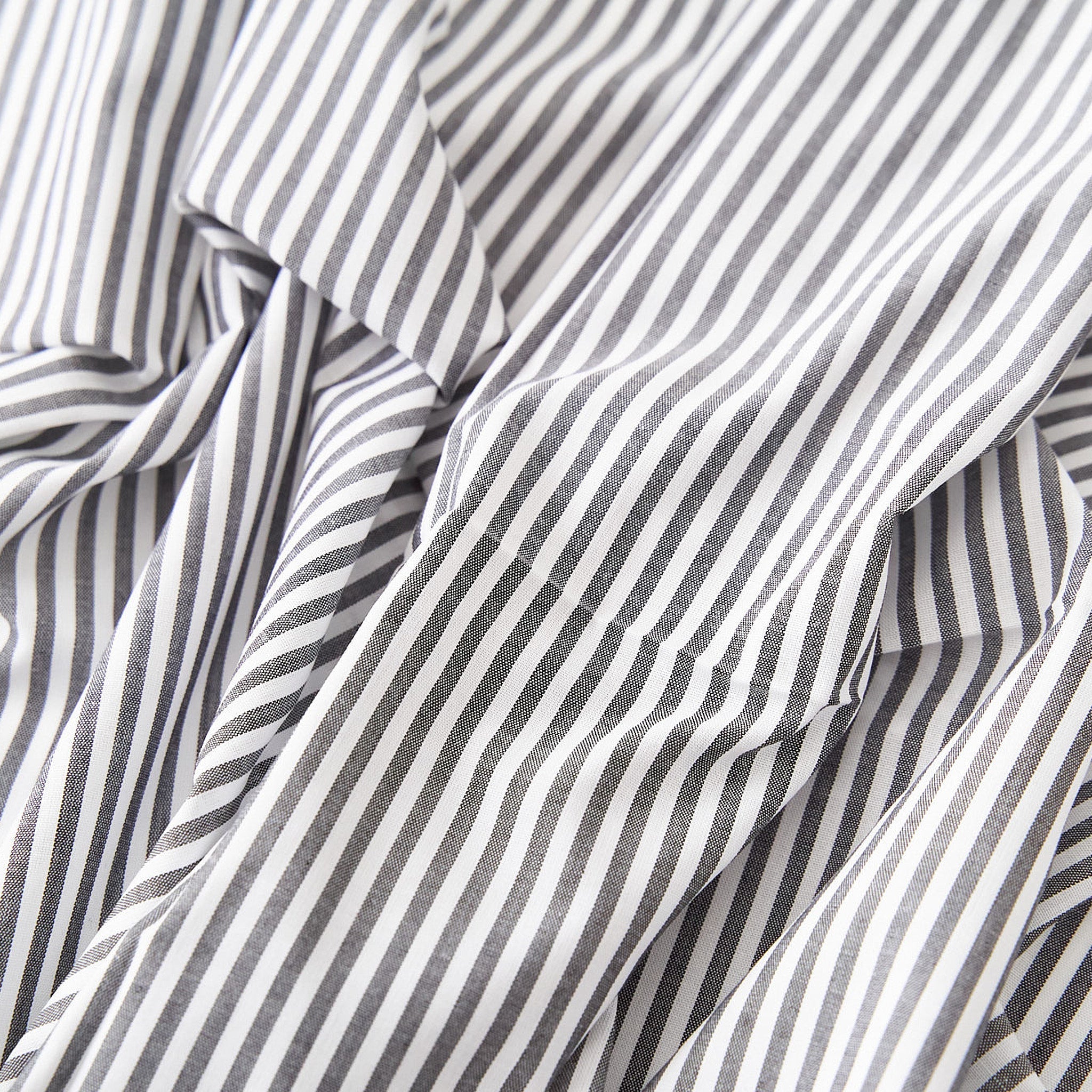 綿ポリ混紡ハーフダンガリー3mmストライプ#G ブラック