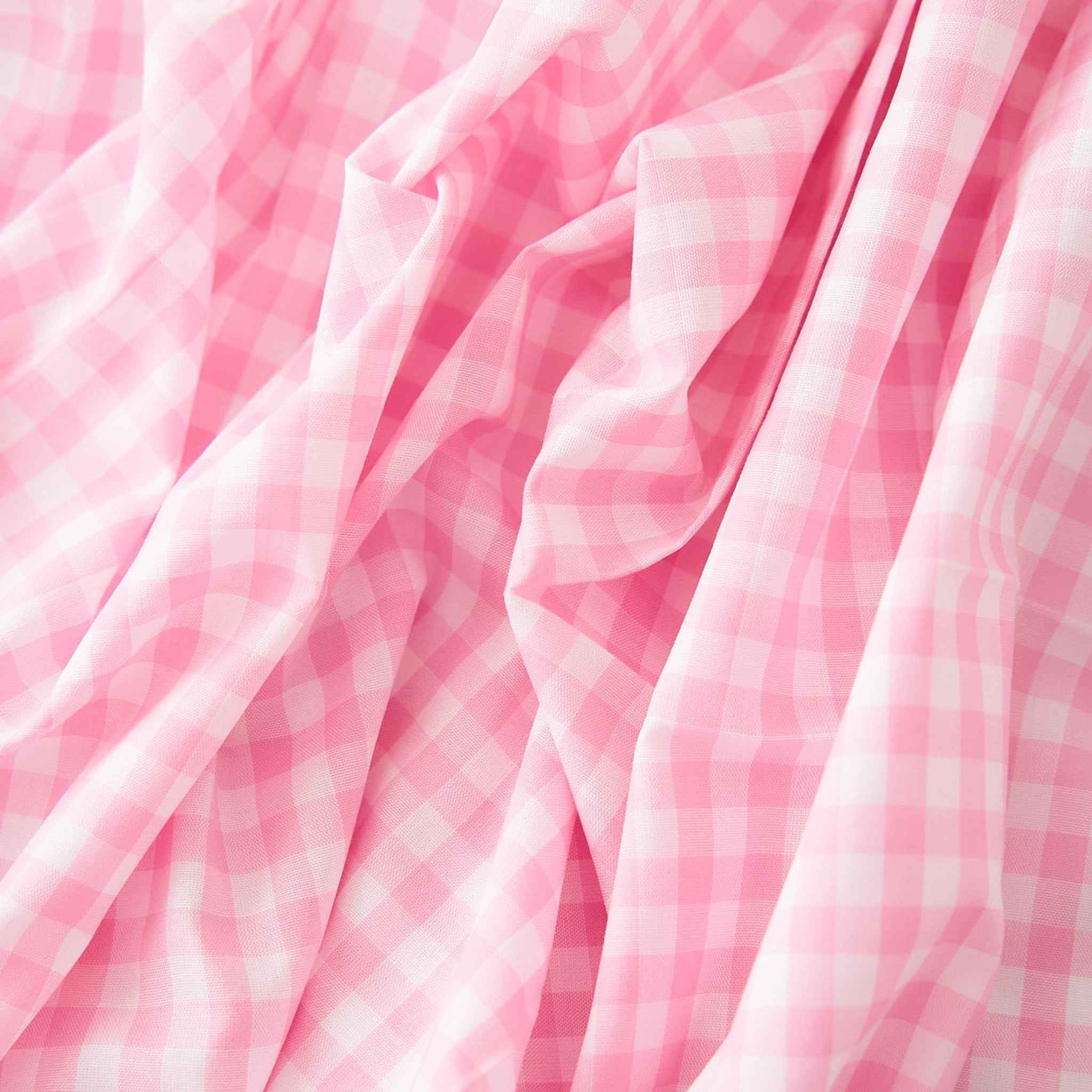 綿ポリ混紡ハーフダンガリー6mmギンガム#A ピンク