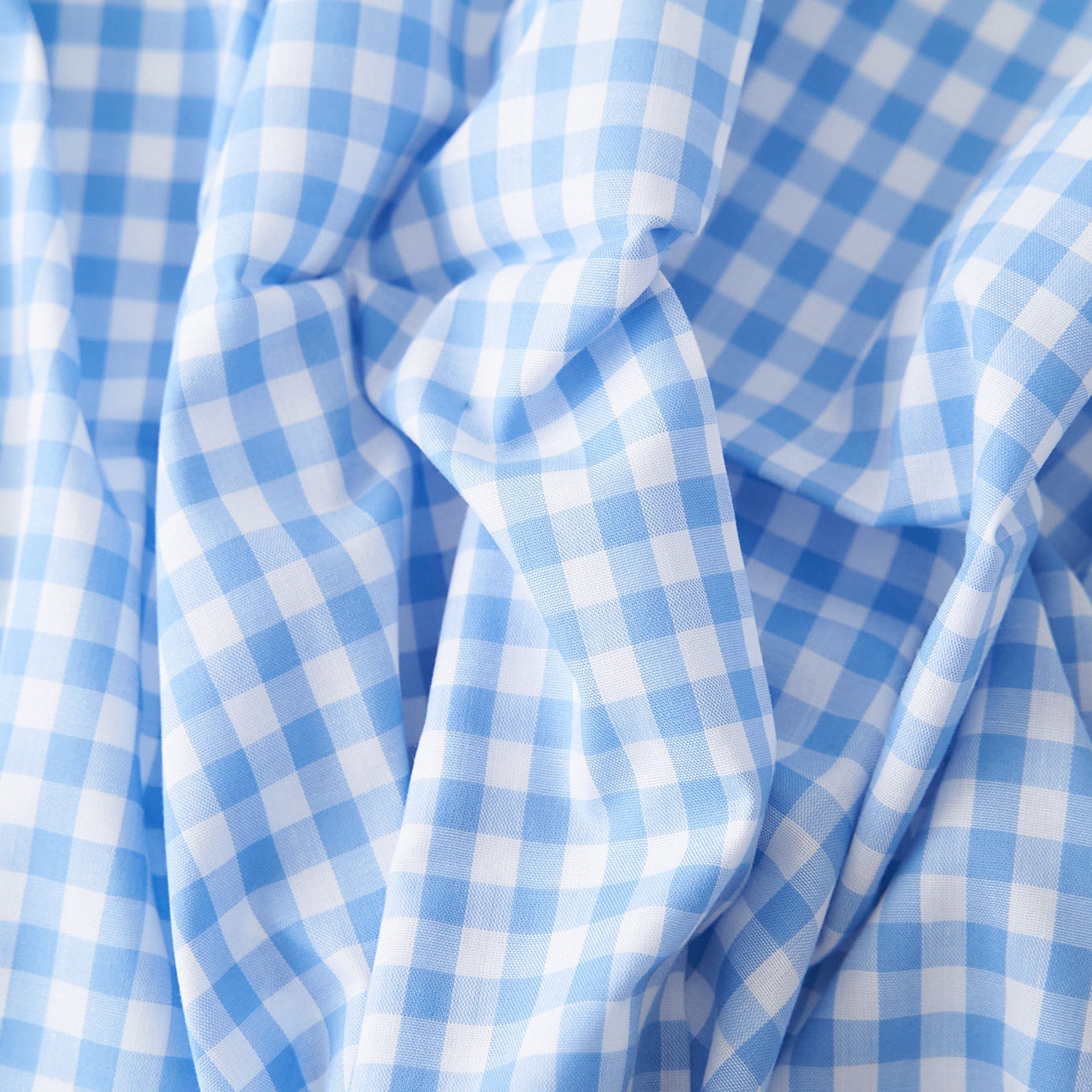 綿ポリ混紡ハーフダンガリー6mmギンガム#B みずいろ