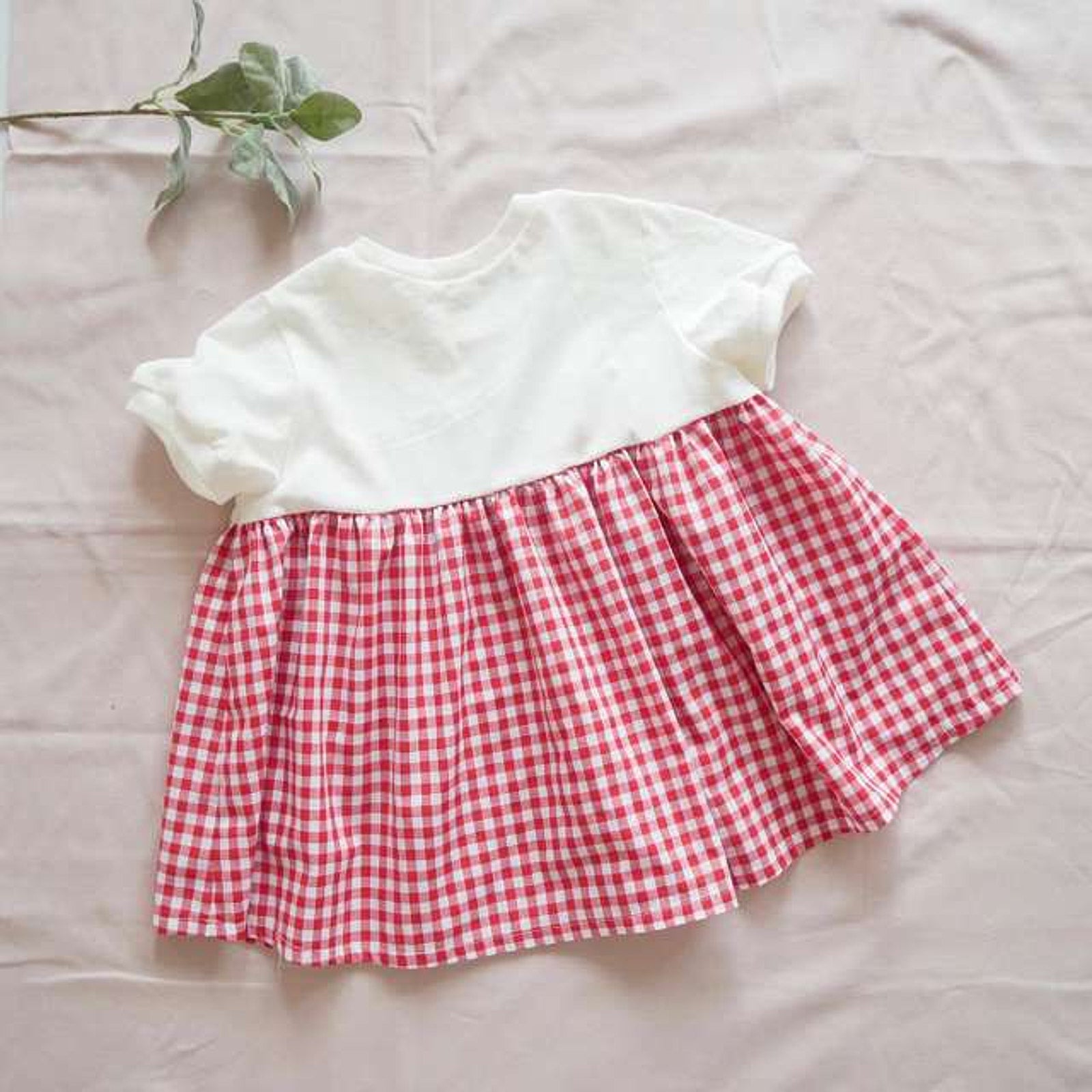 綿ポリ混紡ハーフダンガリー6mmギンガム#E レッド