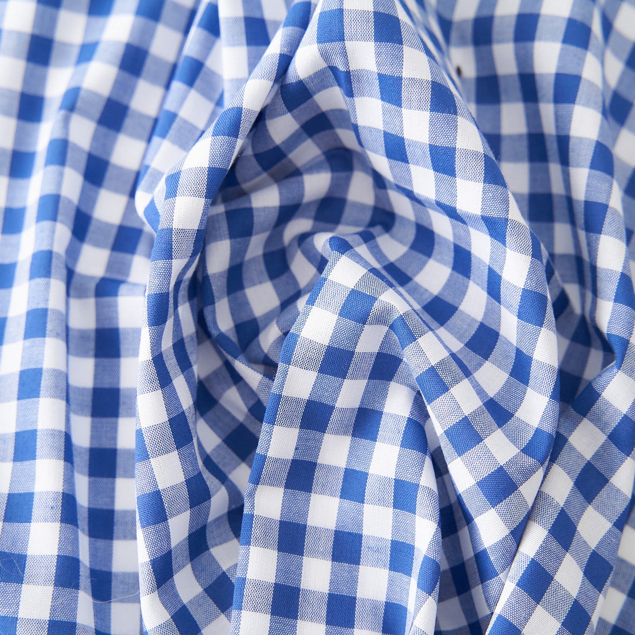 綿ポリ混紡ハーフダンガリー6mmギンガム#F ブルー