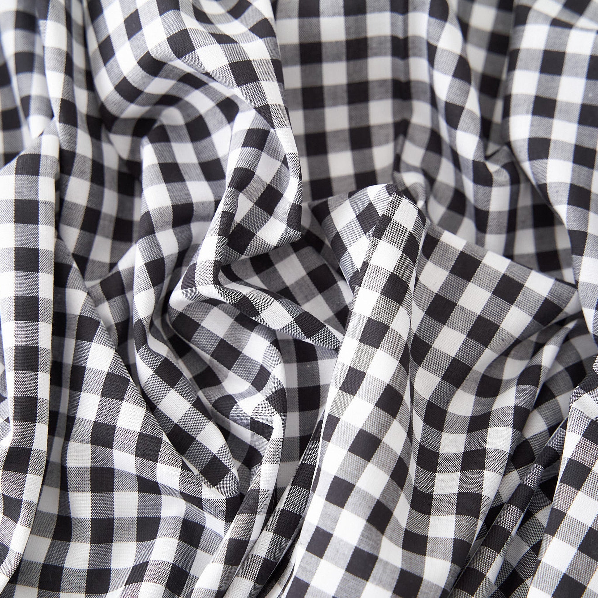 綿ポリ混紡ハーフダンガリー6mmギンガム#G ブラック