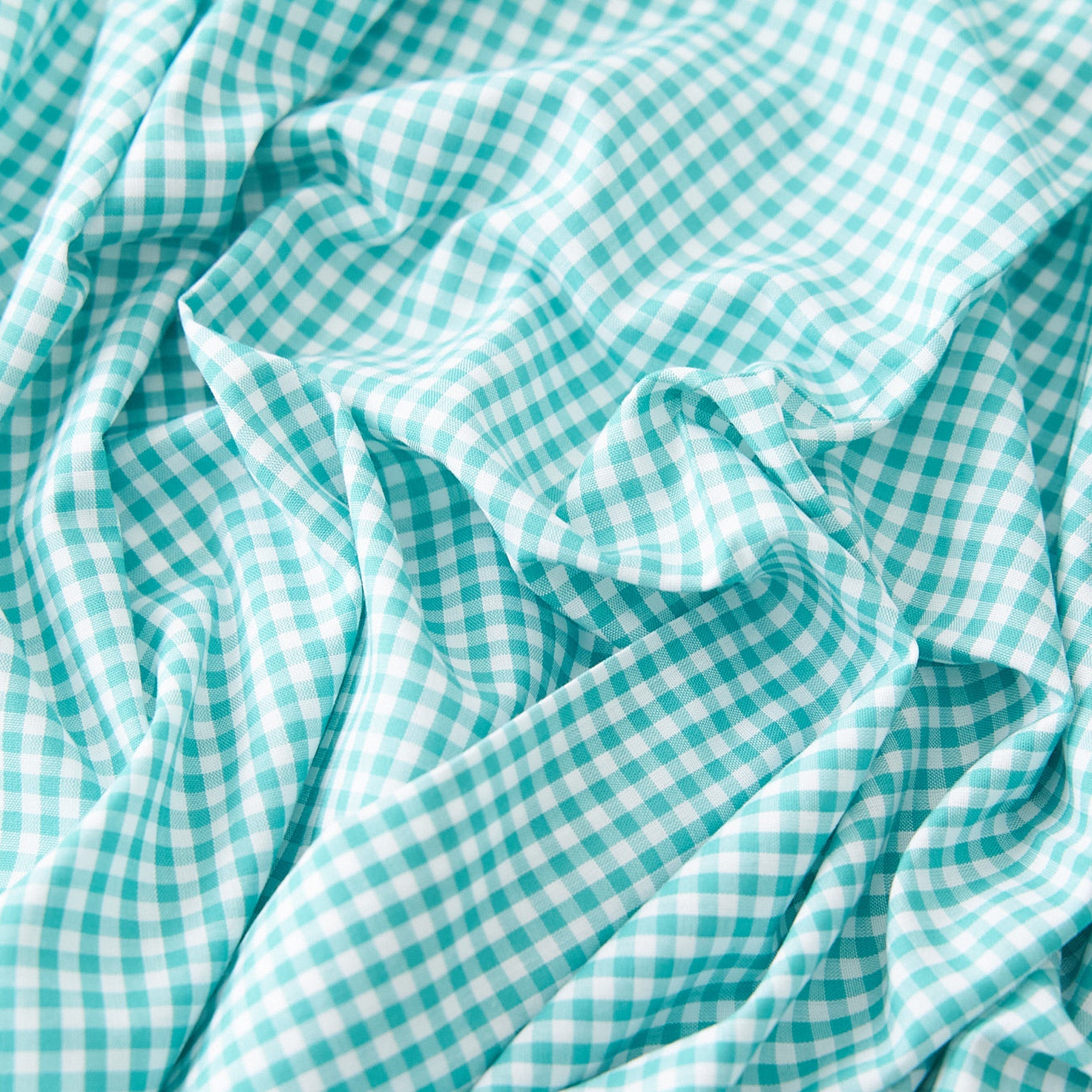 綿ポリ混紡ハーフダンガリー3mmギンガム#D ミント