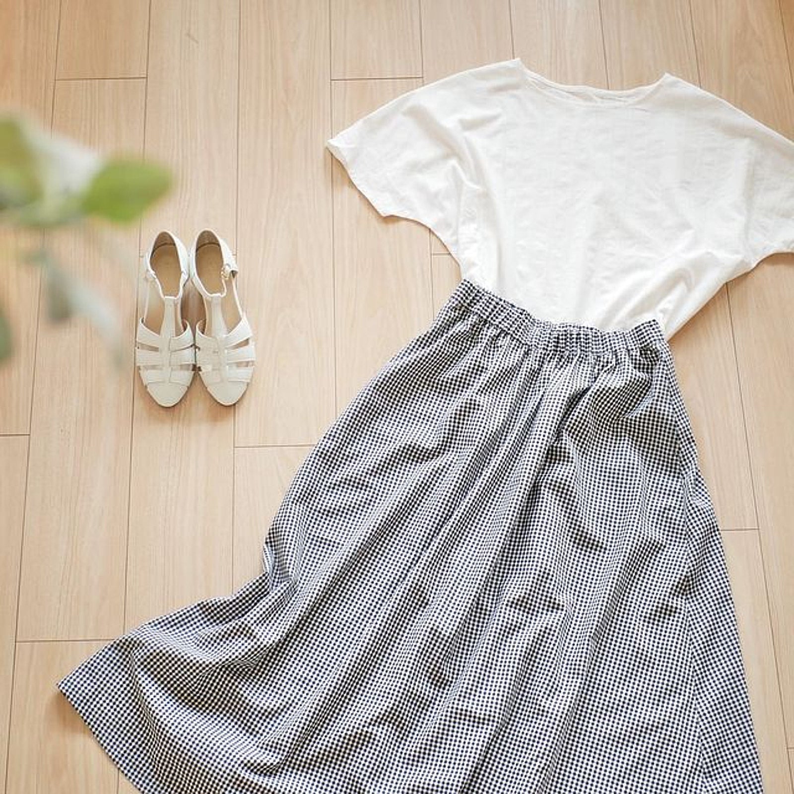 綿ポリ混紡ハーフダンガリー3mmギンガム#F ブルー