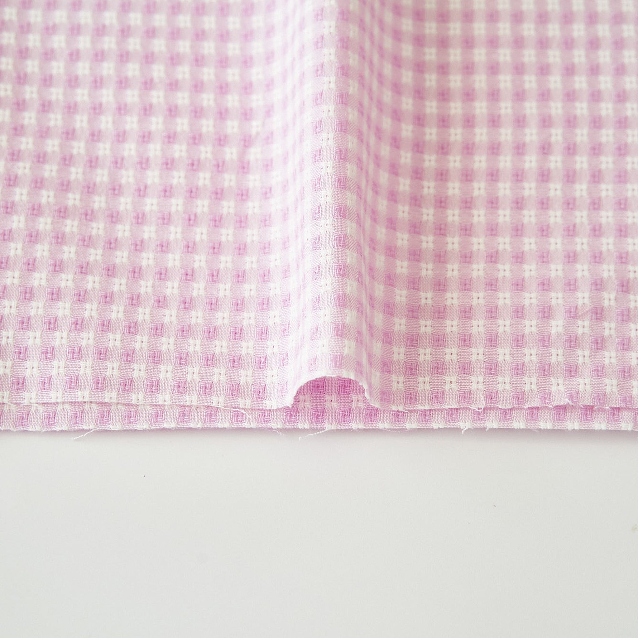 綿ポリ交織ドビーギンガムチェック#123ペールラベンダー