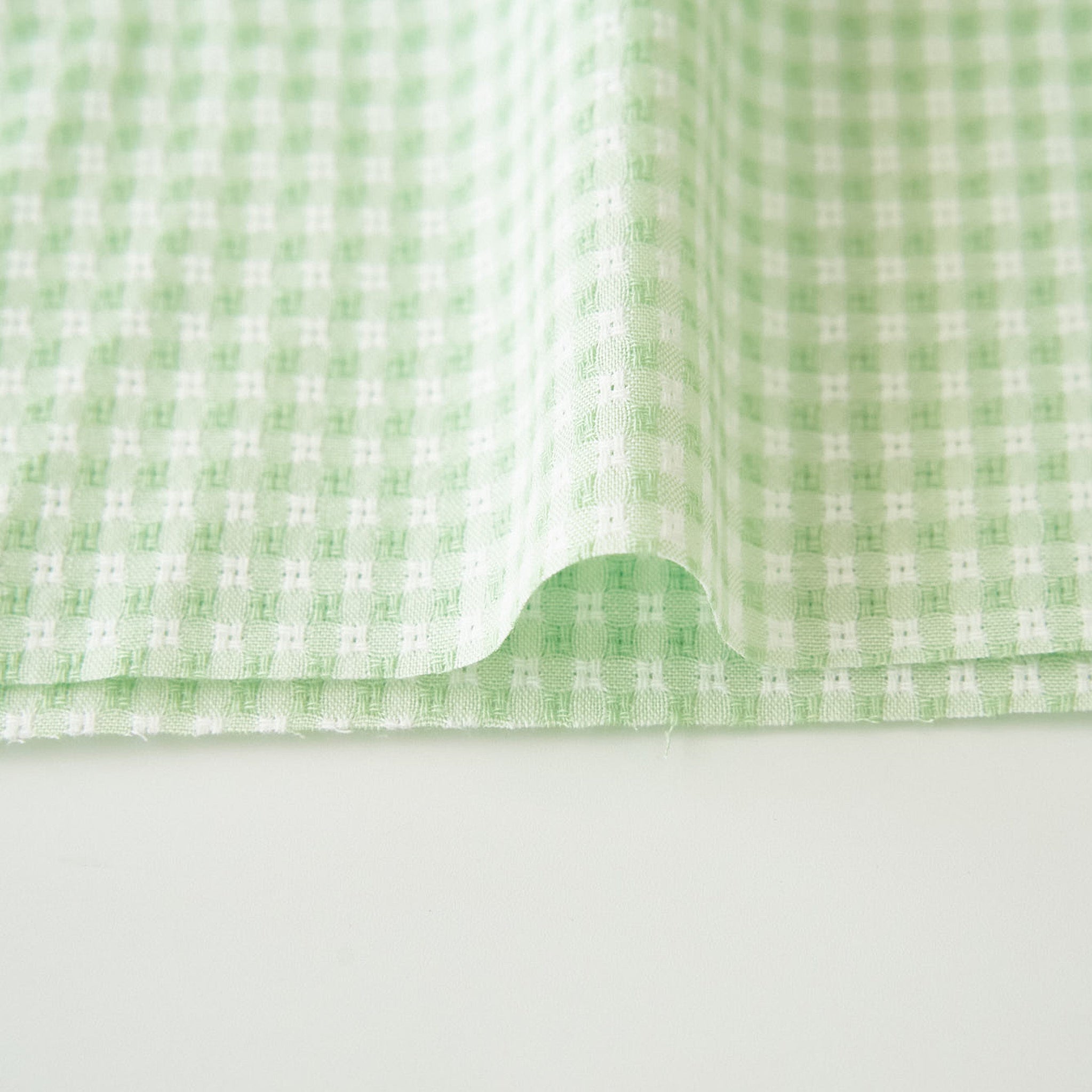 綿ポリ交織ドビーギンガムチェック#126スプリンググリーン