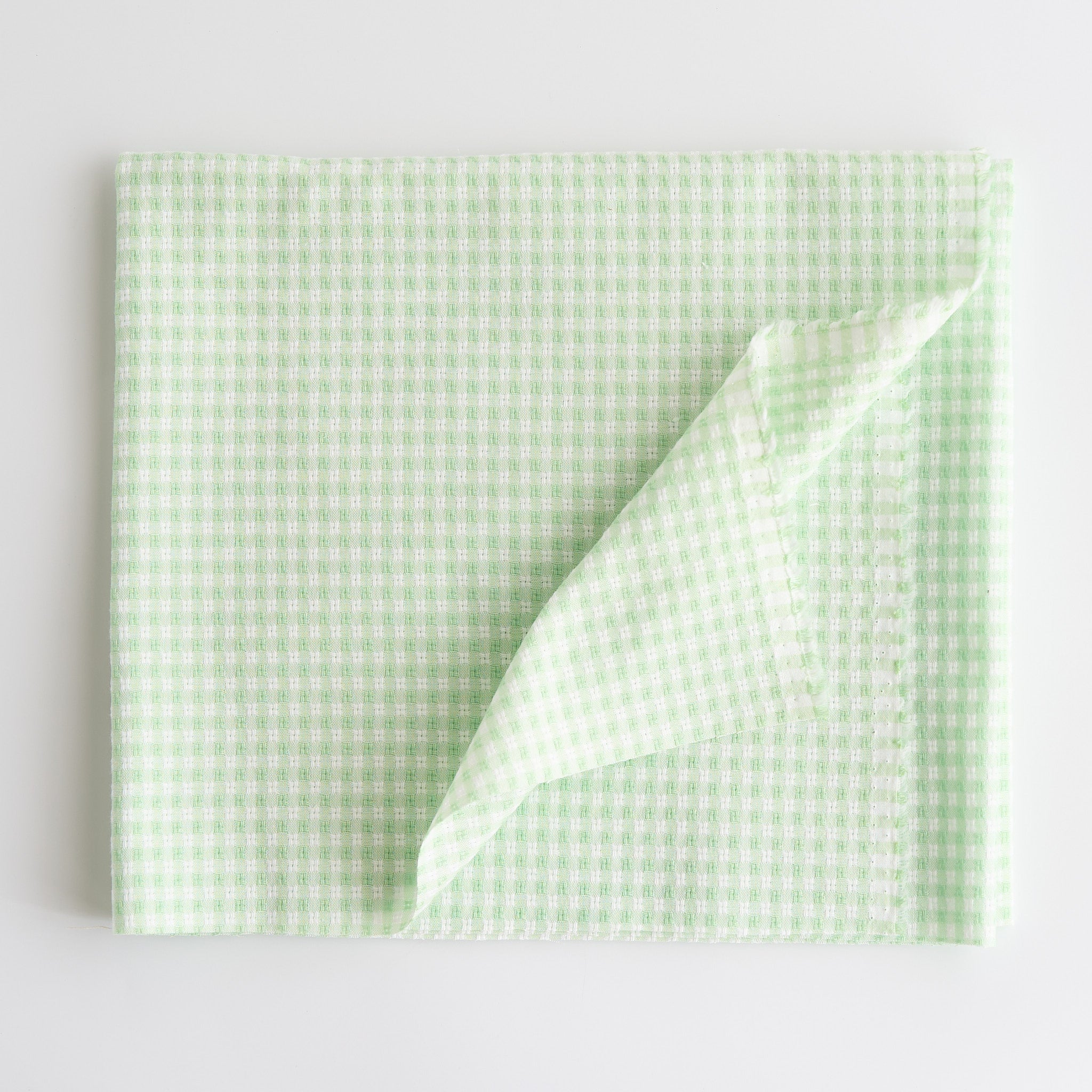 綿ポリ交織ドビーギンガムチェック#126スプリンググリーン