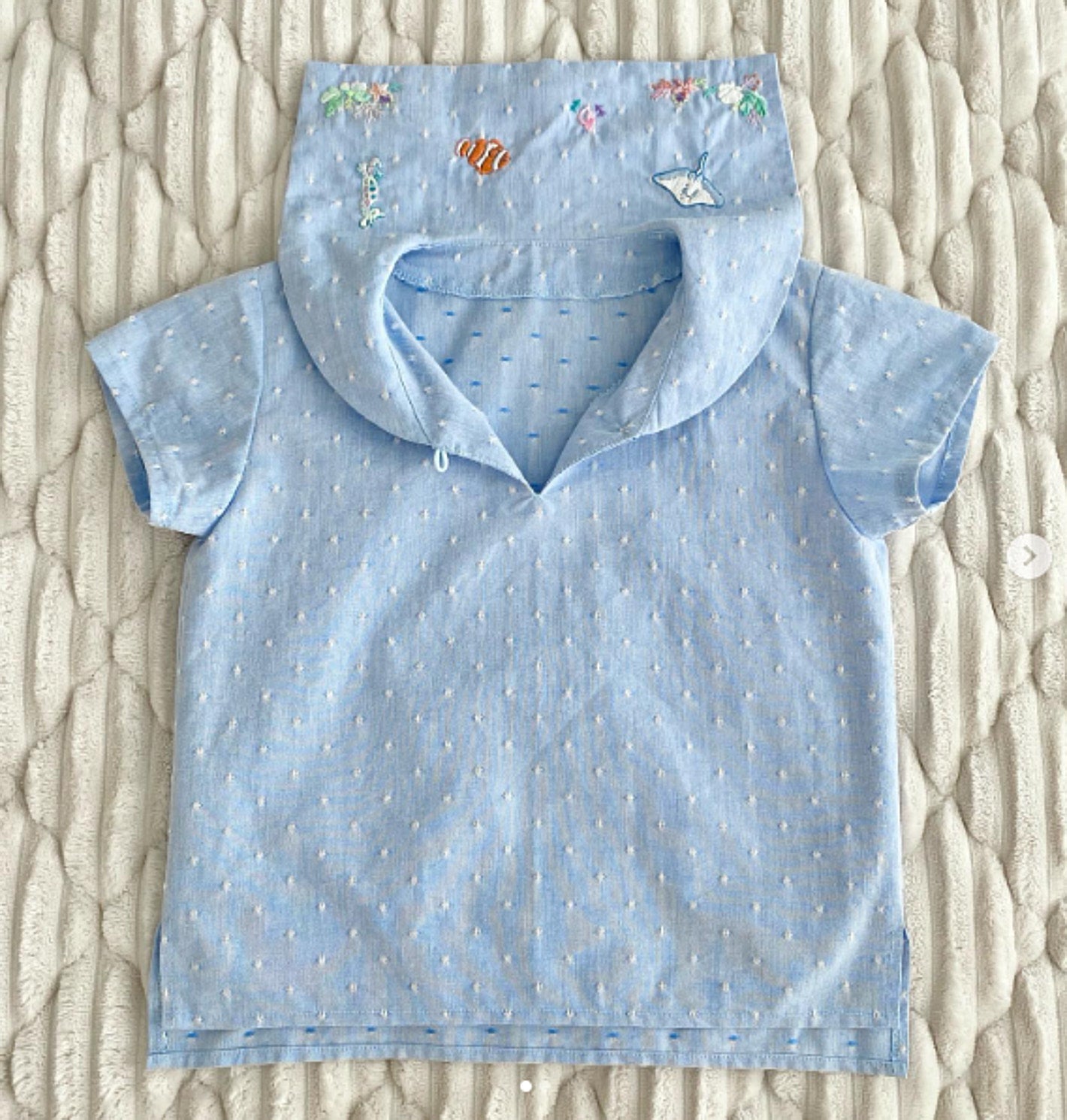 綿ポリソフトダンガリー織ドット#106 マリンブルー