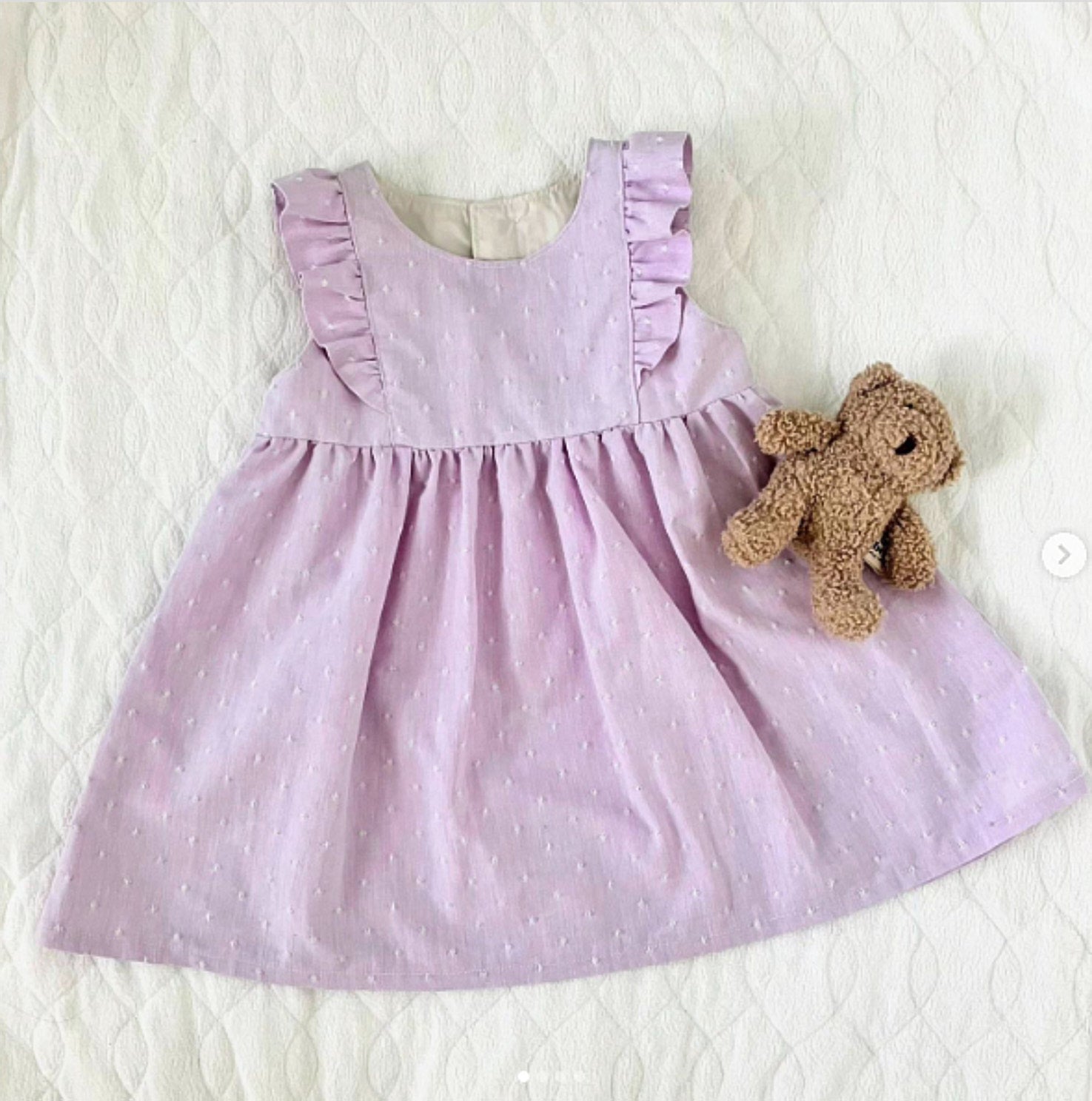 綿ポリソフトダンガリー織ドット#123 ペールラベンダー