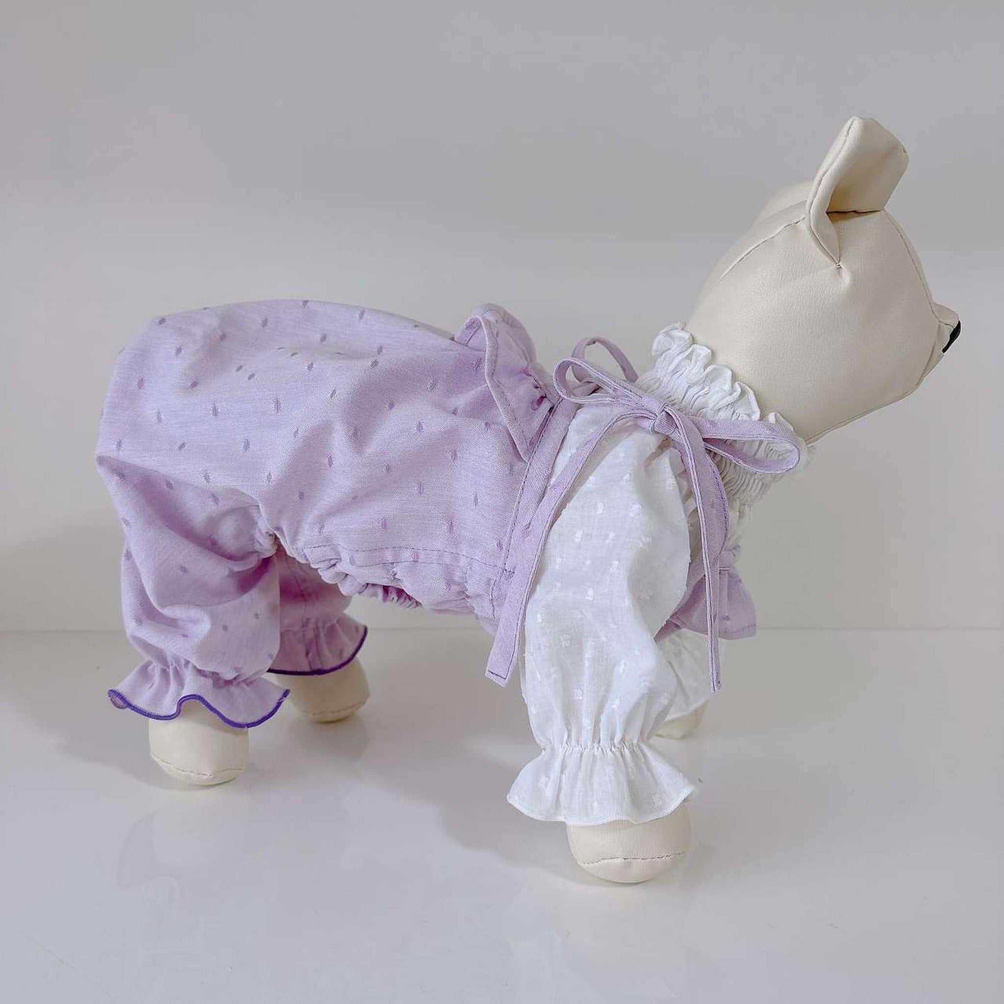 綿ポリソフトダンガリー織ドット#123 ペールラベンダー