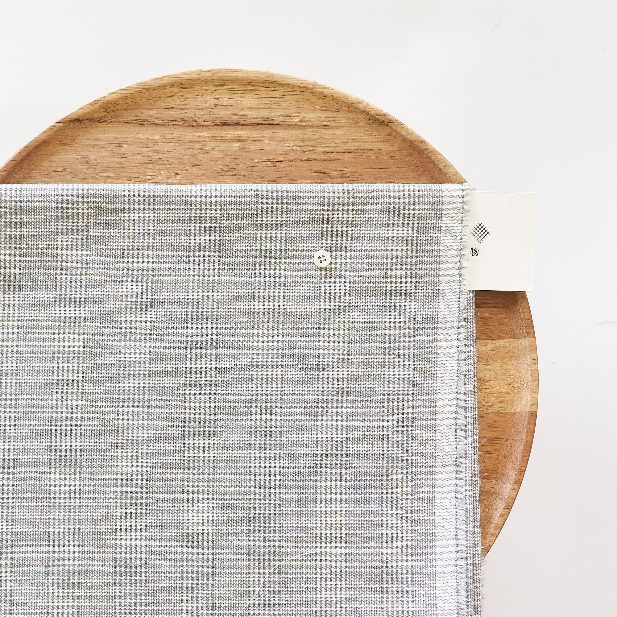 綿ポリ交織ソフトダンガリー＃15グレンチェック#Dモスグリーン