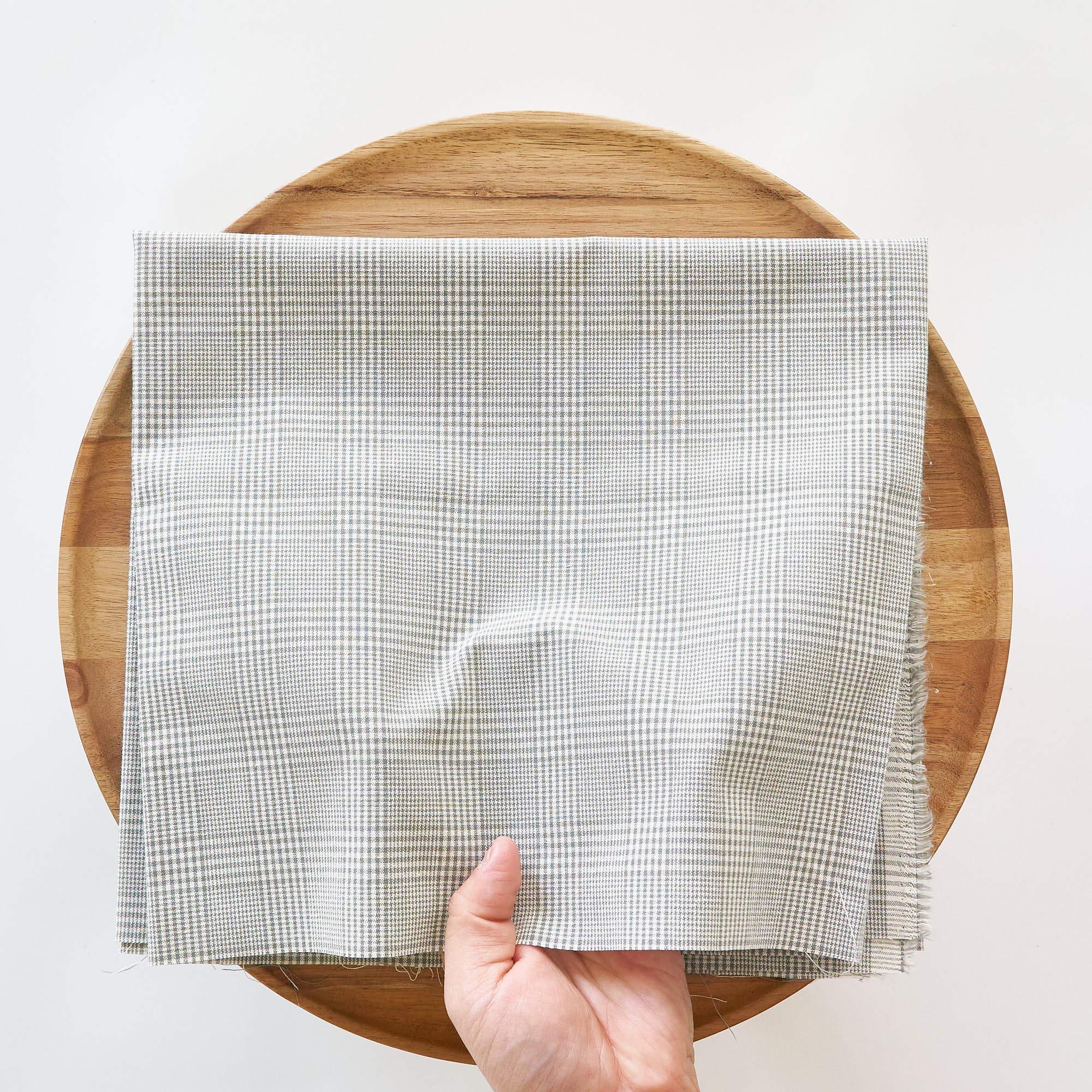 綿ポリ交織ソフトダンガリー＃15グレンチェック#Dモスグリーン