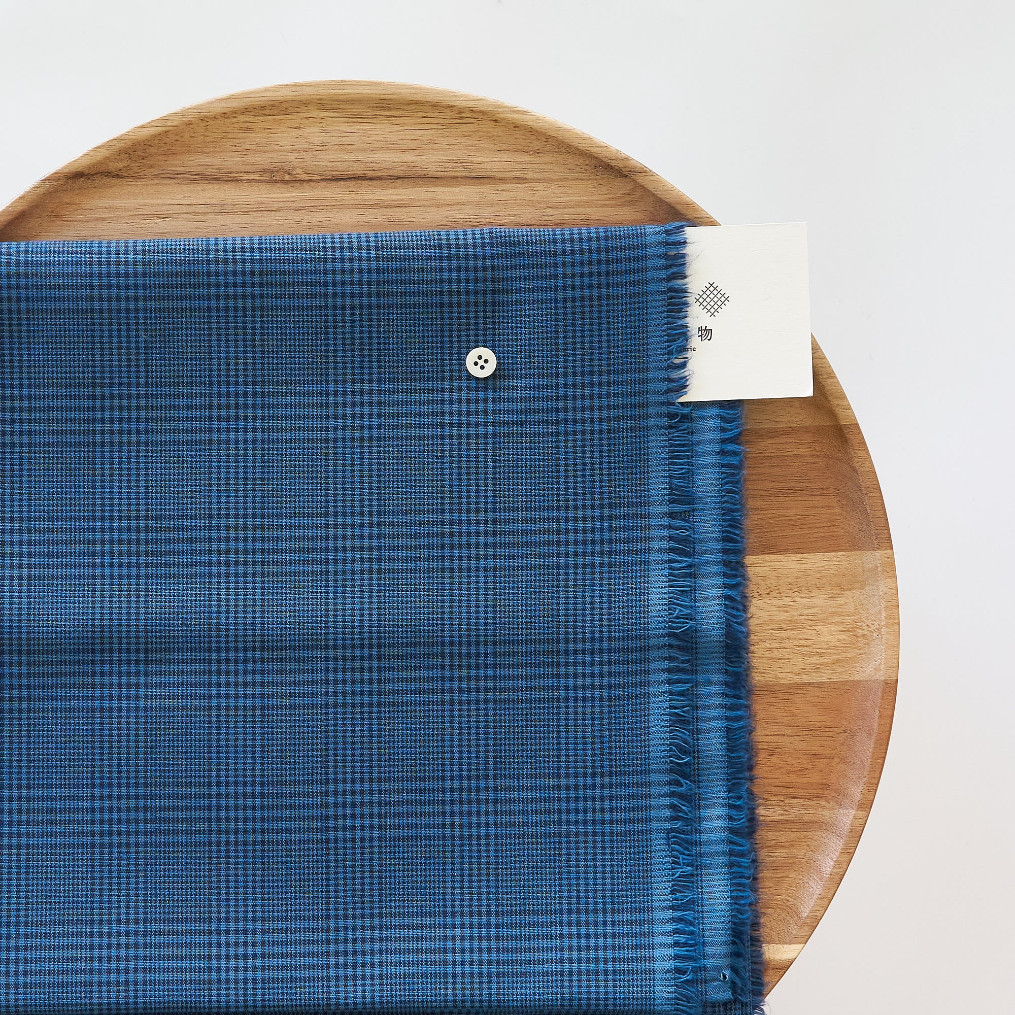 綿ポリ交織ソフトダンガリー＃15グレンチェック#Iダークブルー