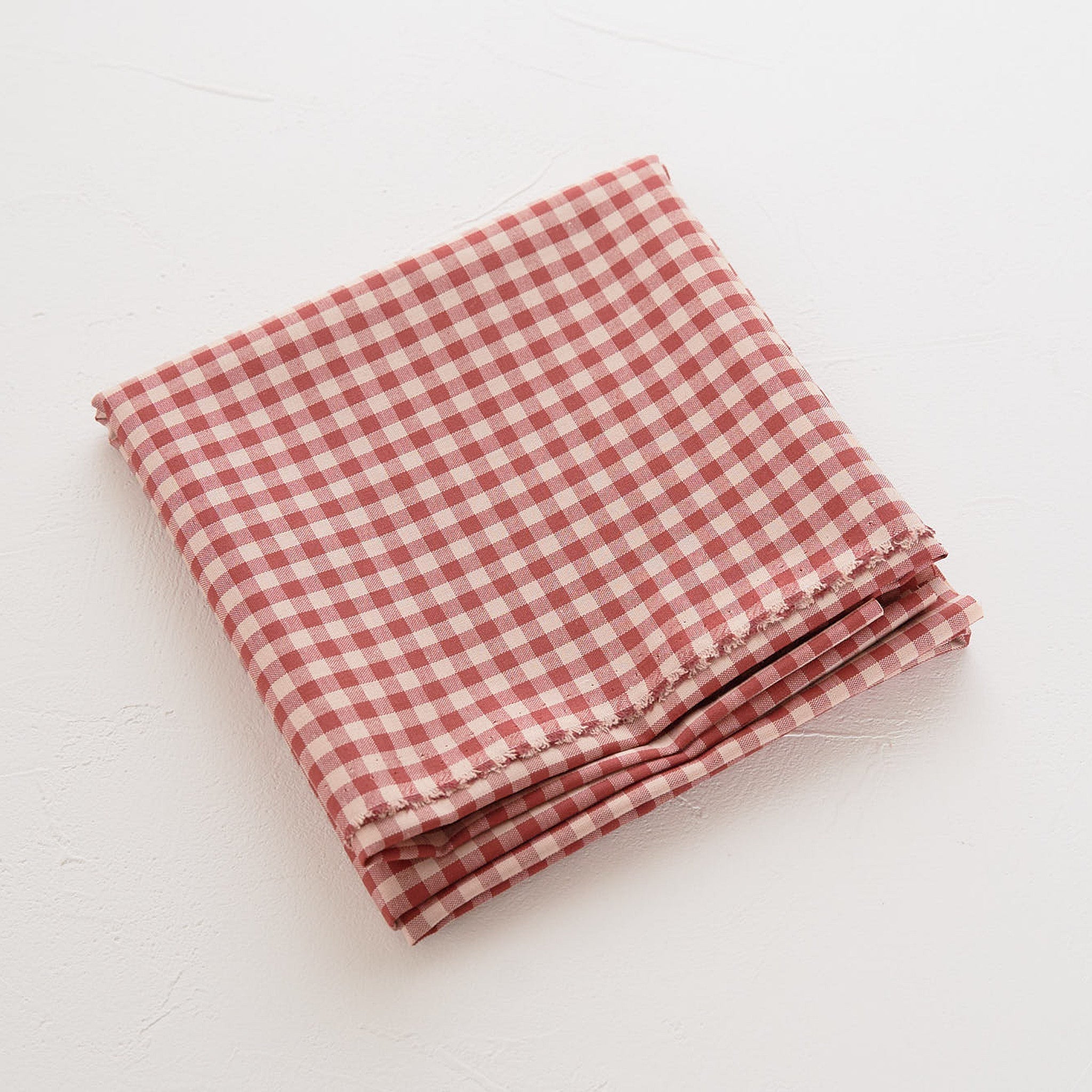 綿ポリ混紡ハーフダンガリー4mmギンガム#Bあずき