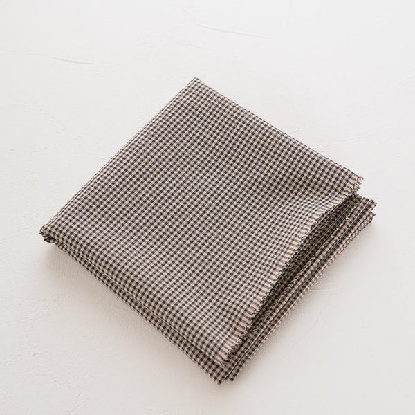 綿ポリ混紡ハーフダンガリー1mmギンガム#Aくすみブラック