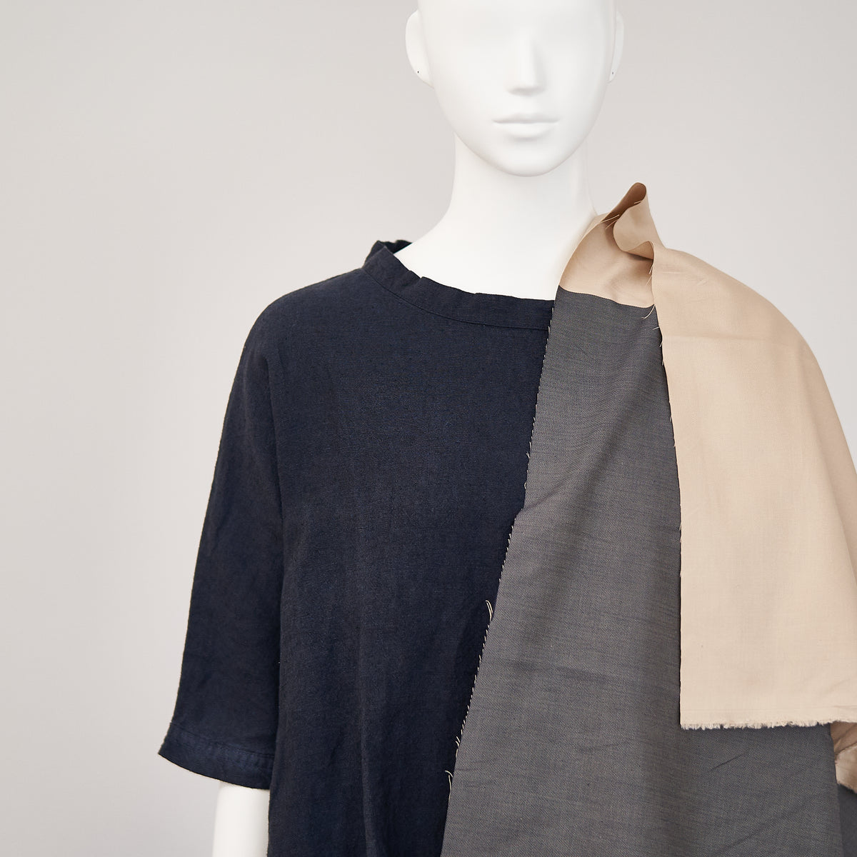 コットン ツイル 試織生地 3 #カラー_ダークグレー・ベージュ（色選択不可）