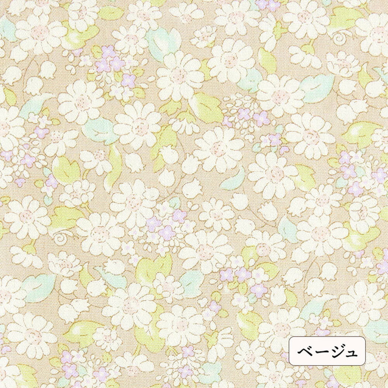 コットンブロード 花柄プリント｜50cm単位 D ベージュ #カラー_D ベージュ