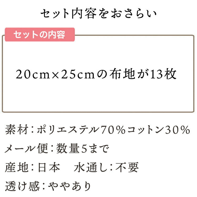 生地 手作りマスク 夏 立体 大人 子供 かわいい 日本製 マスク 手芸 手作り 材料 夏用 涼しい 生地 おしゃれ 男の子 女の子 シワに強いオリジナルコードレーン　サンプル１３枚入り 20cm×25cm 0.3mm厚 ポリエステル コットン マルイシ