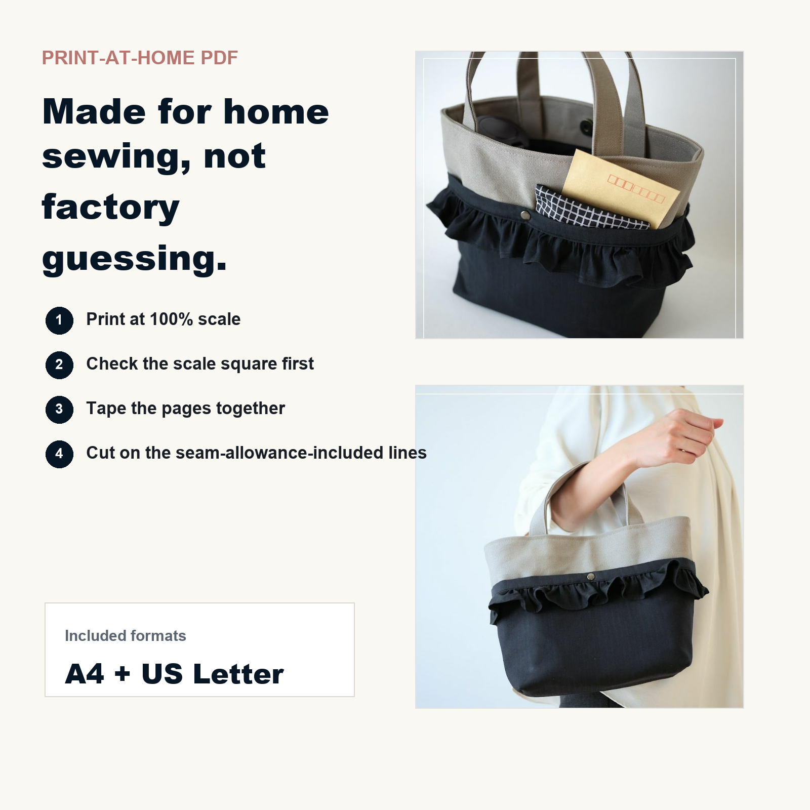 A4 and US Letter print-at-home PDF pattern format